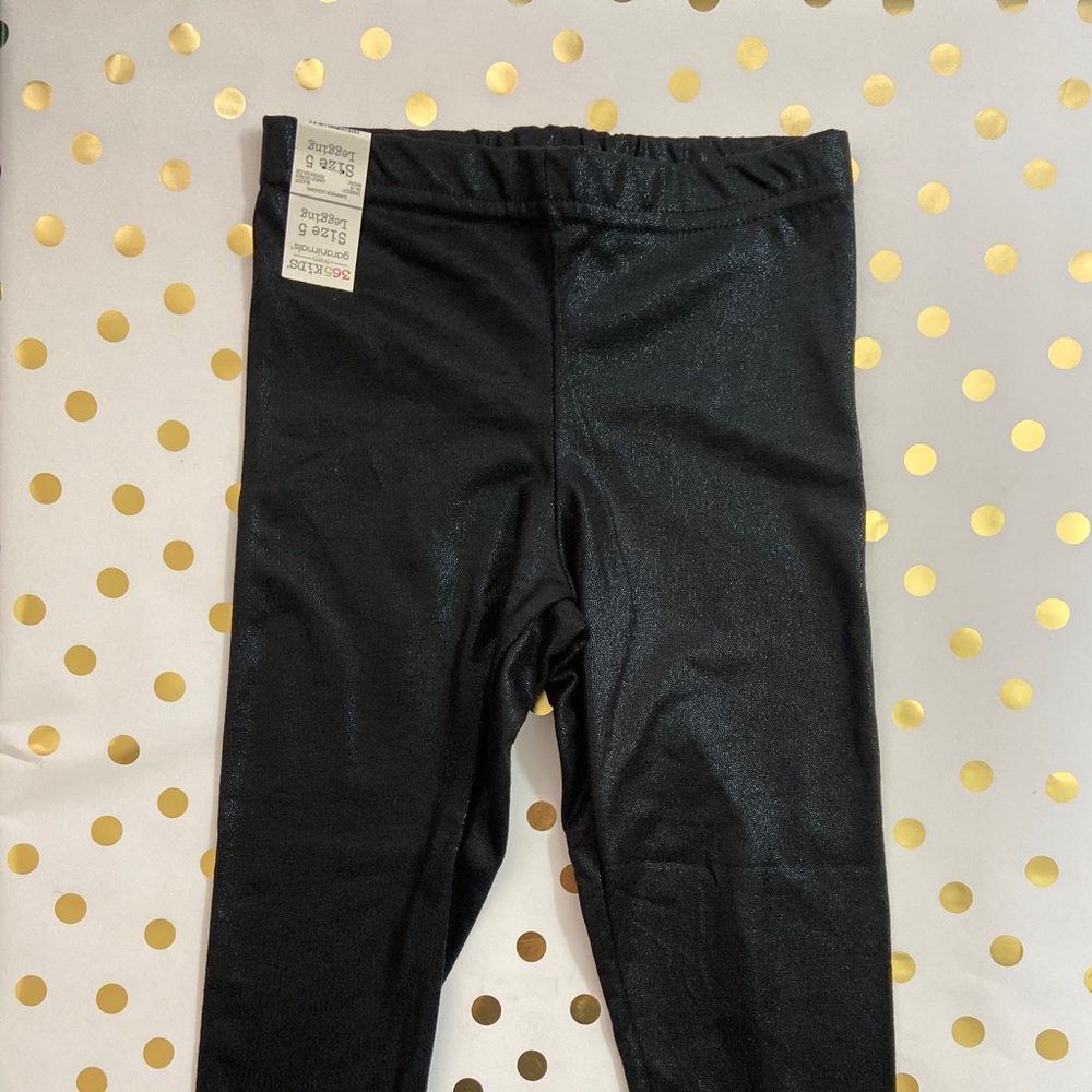 Girls Black Shimmer Leggings